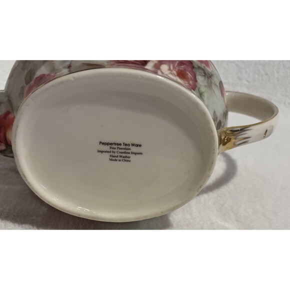 Coastline Imports ~ Peppertree Tea Ware ~ Fine Porcelain Tea Pot Pink Roses - Picture 9 of 9